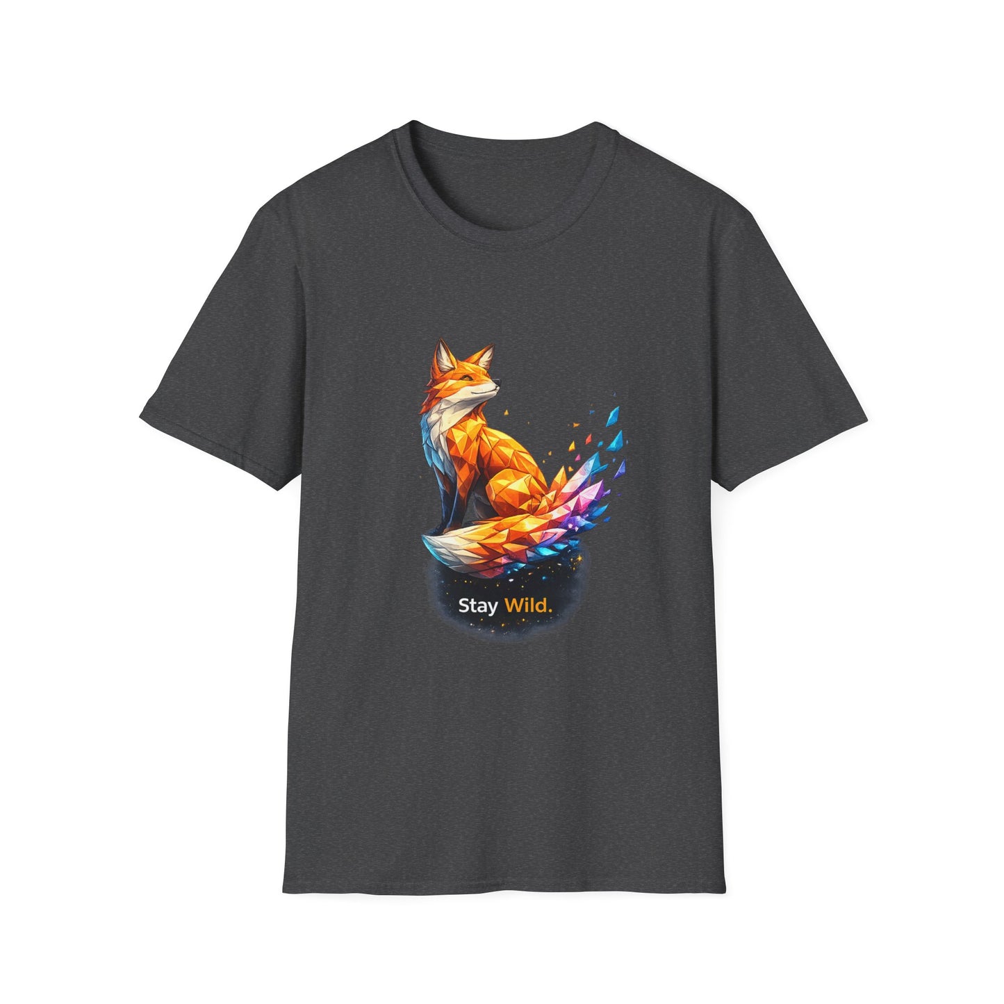 Fox Graphic T-Shirt — Colorful Geometric 'Stay Wild' Design