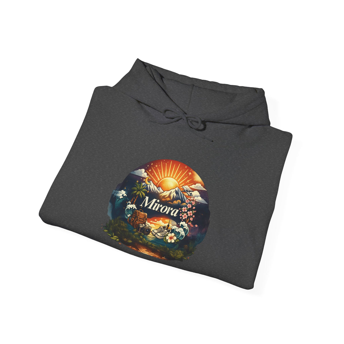 Sunrise Nature Hoodie — Mirava Scenic Mountain & Ocean Graphic Hoodie