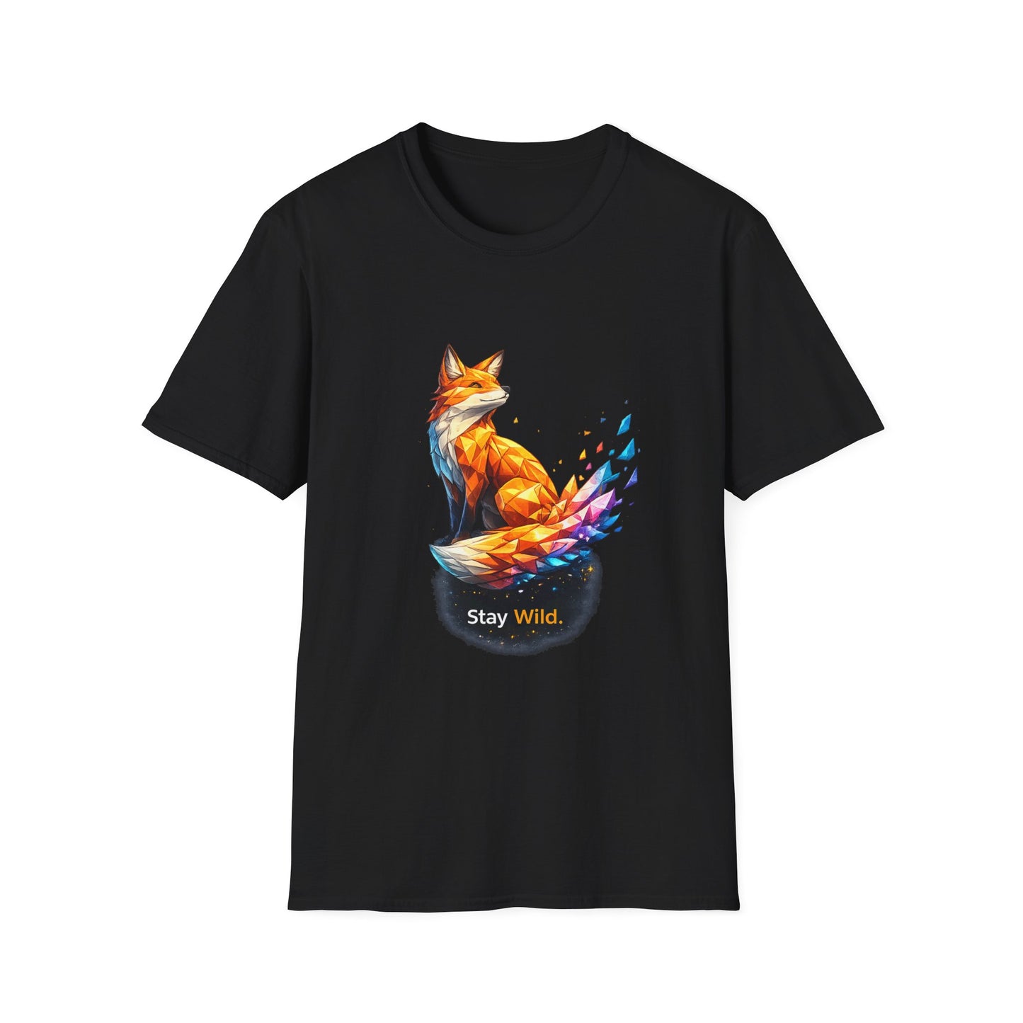 Fox Graphic T-Shirt — Colorful Geometric 'Stay Wild' Design