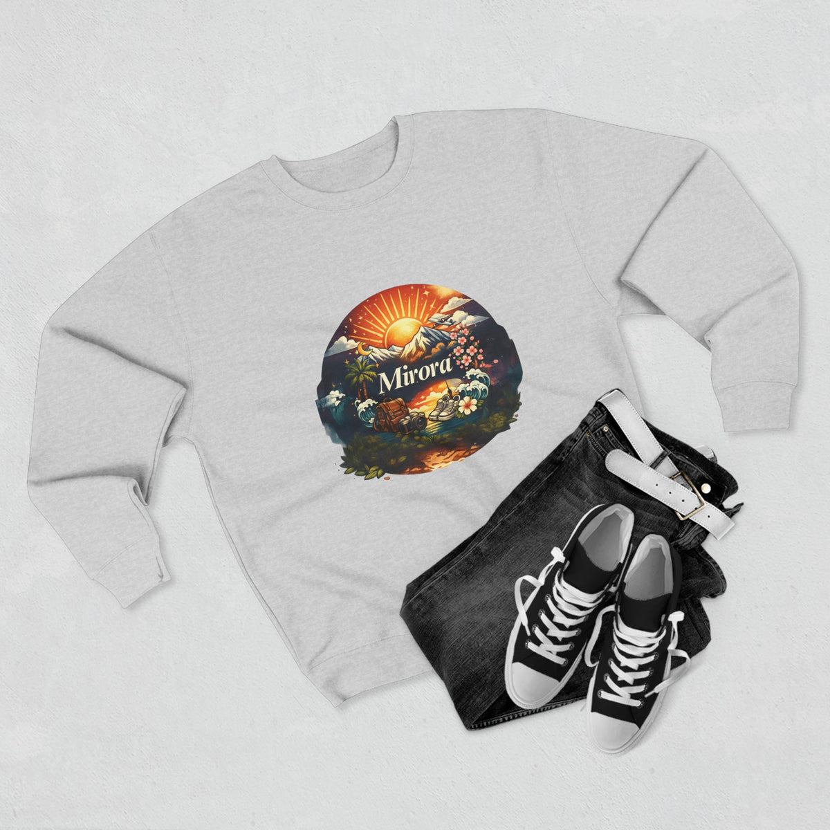 Sunrise Landscape Crewneck Sweatshirt — 'Aurora' Nature Graphic