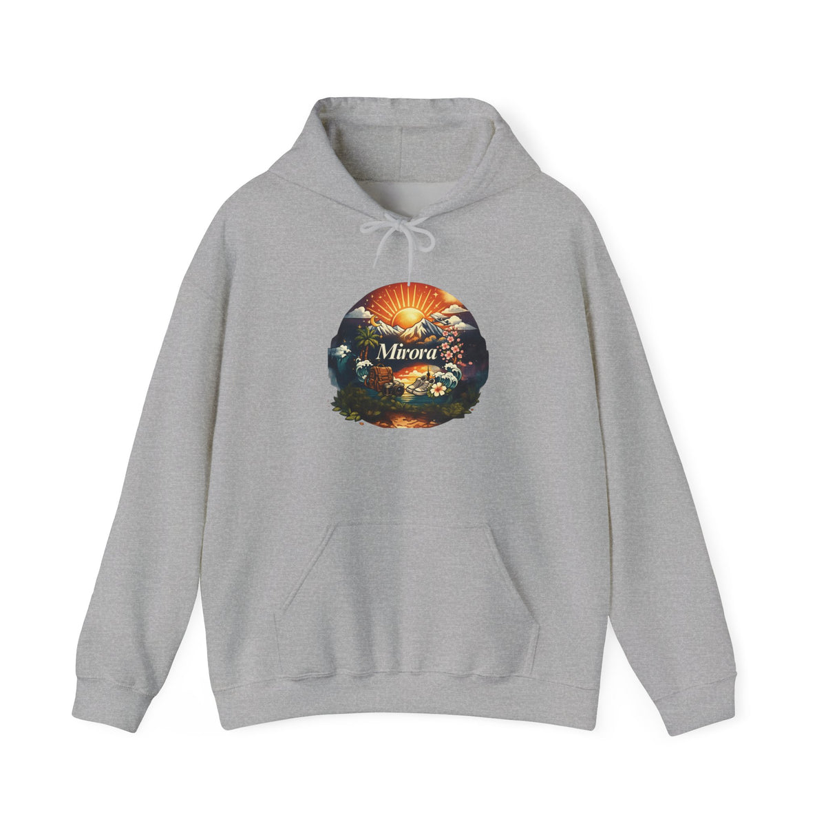 Sunrise Nature Hoodie — Mirava Scenic Mountain & Ocean Graphic Hoodie