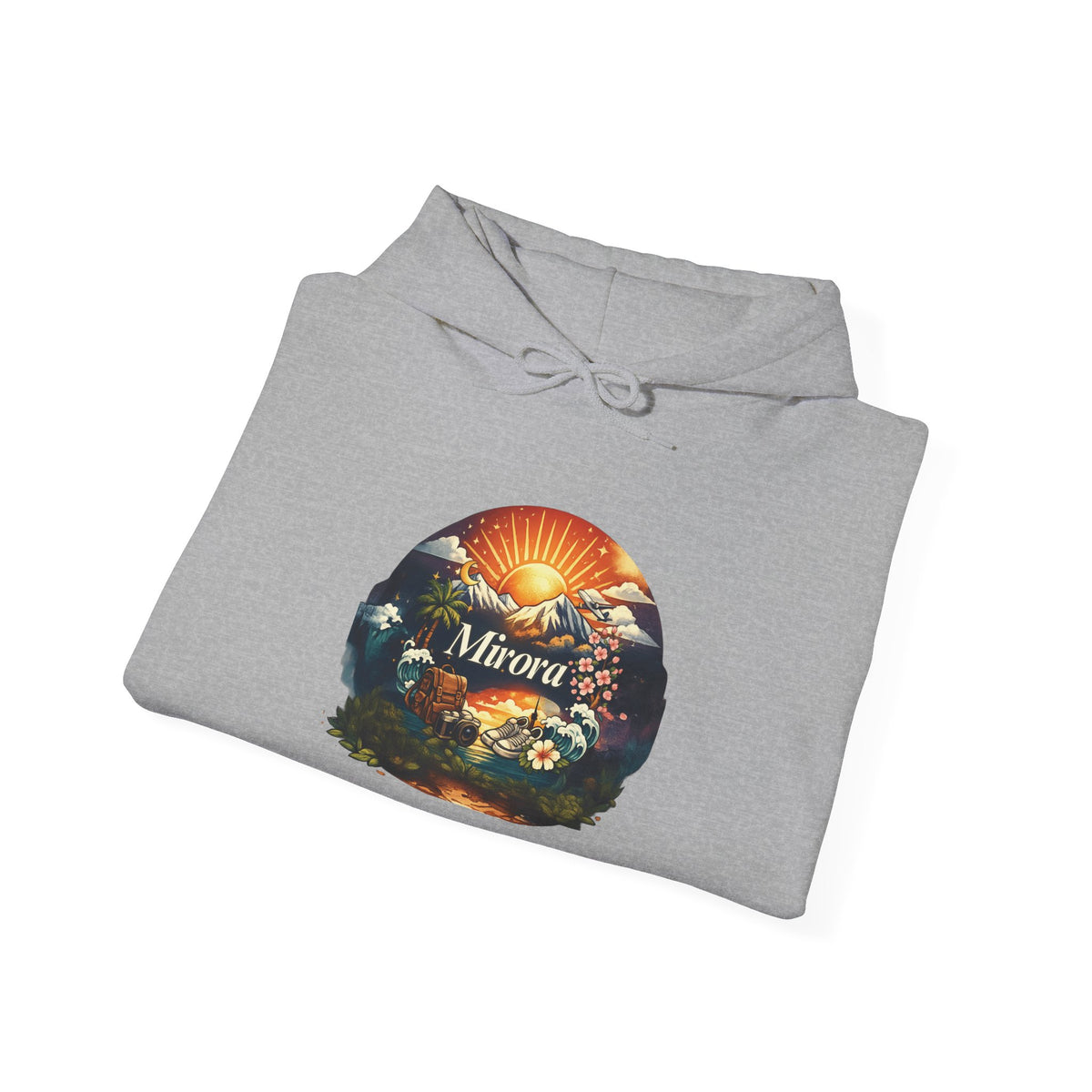 Sunrise Nature Hoodie — Mirava Scenic Mountain & Ocean Graphic Hoodie