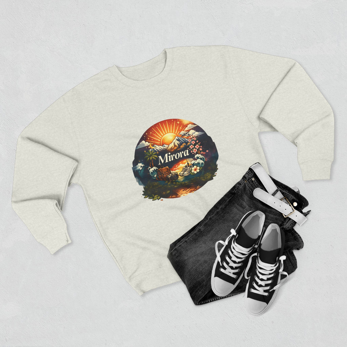 Sunrise Landscape Crewneck Sweatshirt — 'Aurora' Nature Graphic