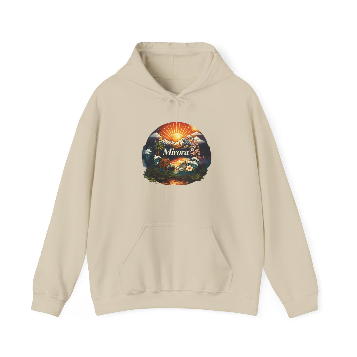 Sunrise Nature Hoodie — Mirava Scenic Mountain & Ocean Graphic Hoodie