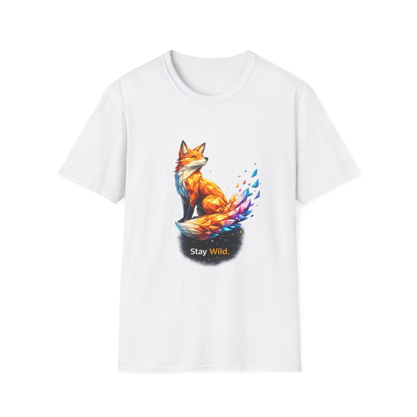 Fox Graphic T-Shirt — Colorful Geometric 'Stay Wild' Design
