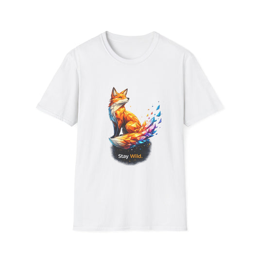 Fox Graphic T-Shirt — Colorful Geometric 'Stay Wild' Design