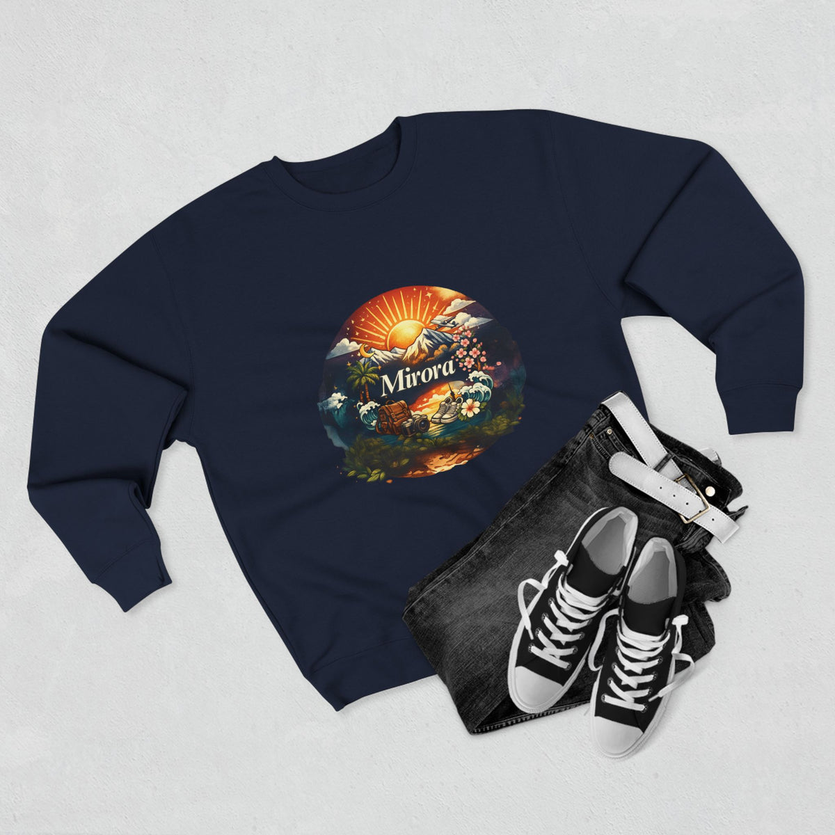 Sunrise Landscape Crewneck Sweatshirt — 'Aurora' Nature Graphic