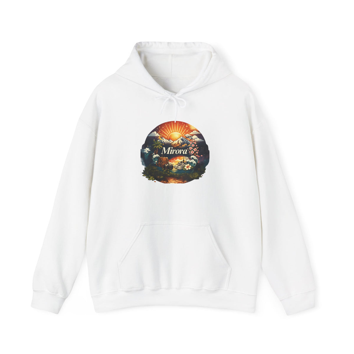Sunrise Nature Hoodie — Mirava Scenic Mountain & Ocean Graphic Hoodie