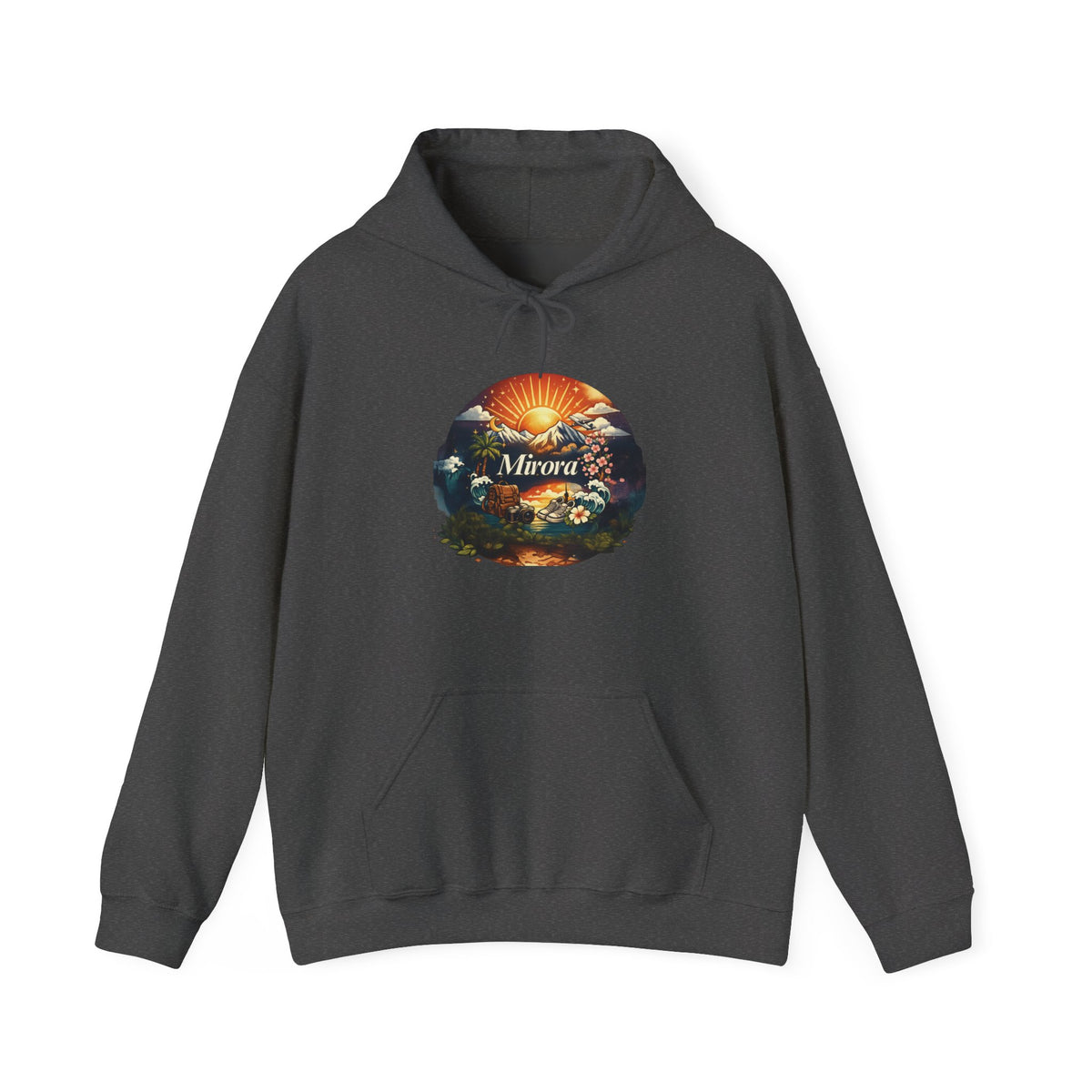 Sunrise Nature Hoodie — Mirava Scenic Mountain & Ocean Graphic Hoodie